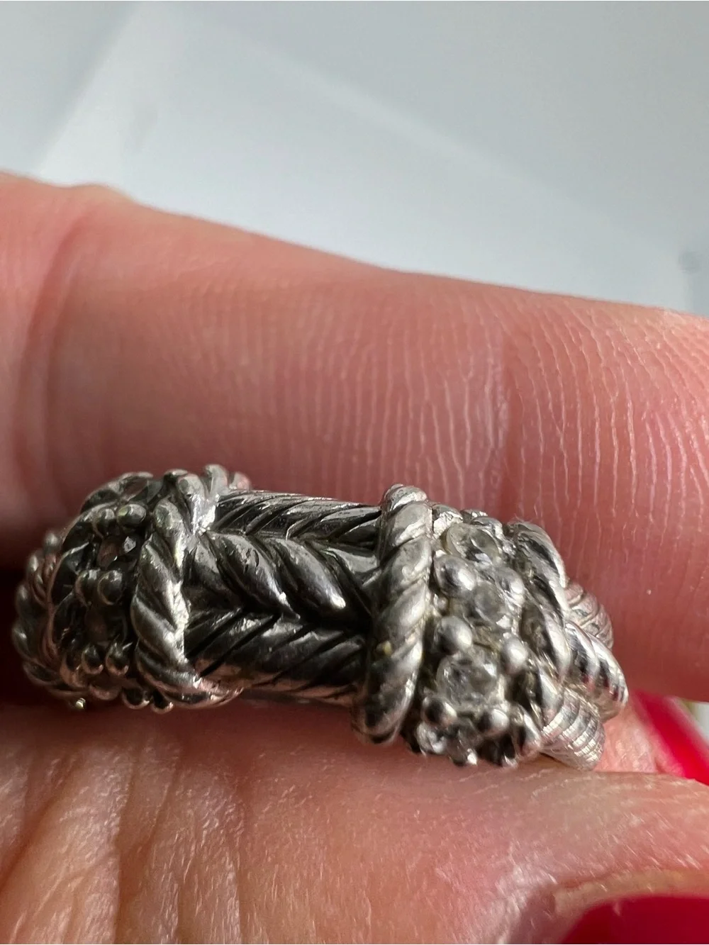 Judith Ripka Silver Braided Floral Band Ring - Picture 11 of 15